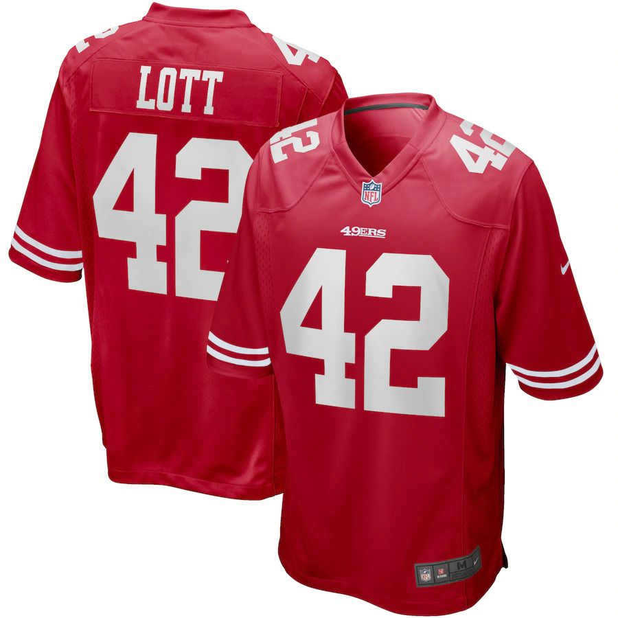 Men San Francisco 49ers #42 Ronnie Lott Nike Scarlet Game Retired Player NFL Jersey
